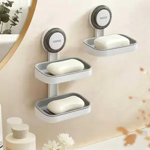 RENEMOS Powerful Suction Soap Holder - Ultra Strong Vacuum Suction Cup Soap Dish - Anti-Rust Soap Case with Dual Hook Design - Reusable & No Tools Needed - High Weight Capacity for Bar Soap, Sponge & Scrubber