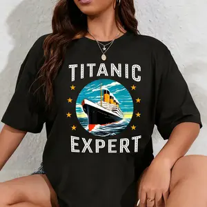 Women's 100% Cotton Casual Short Sleeves Boating-Themed T-Shirt, RMS Titanic Expert Funny Birthday Merch Tee