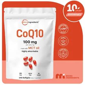 Micro Ingredients CoQ10 240 Softgels with Coconut MCT Oil All Natural Supplement Micro Ingredients CoQ10 240 Softgels with Coconut MCT Oil All Natural Supplement