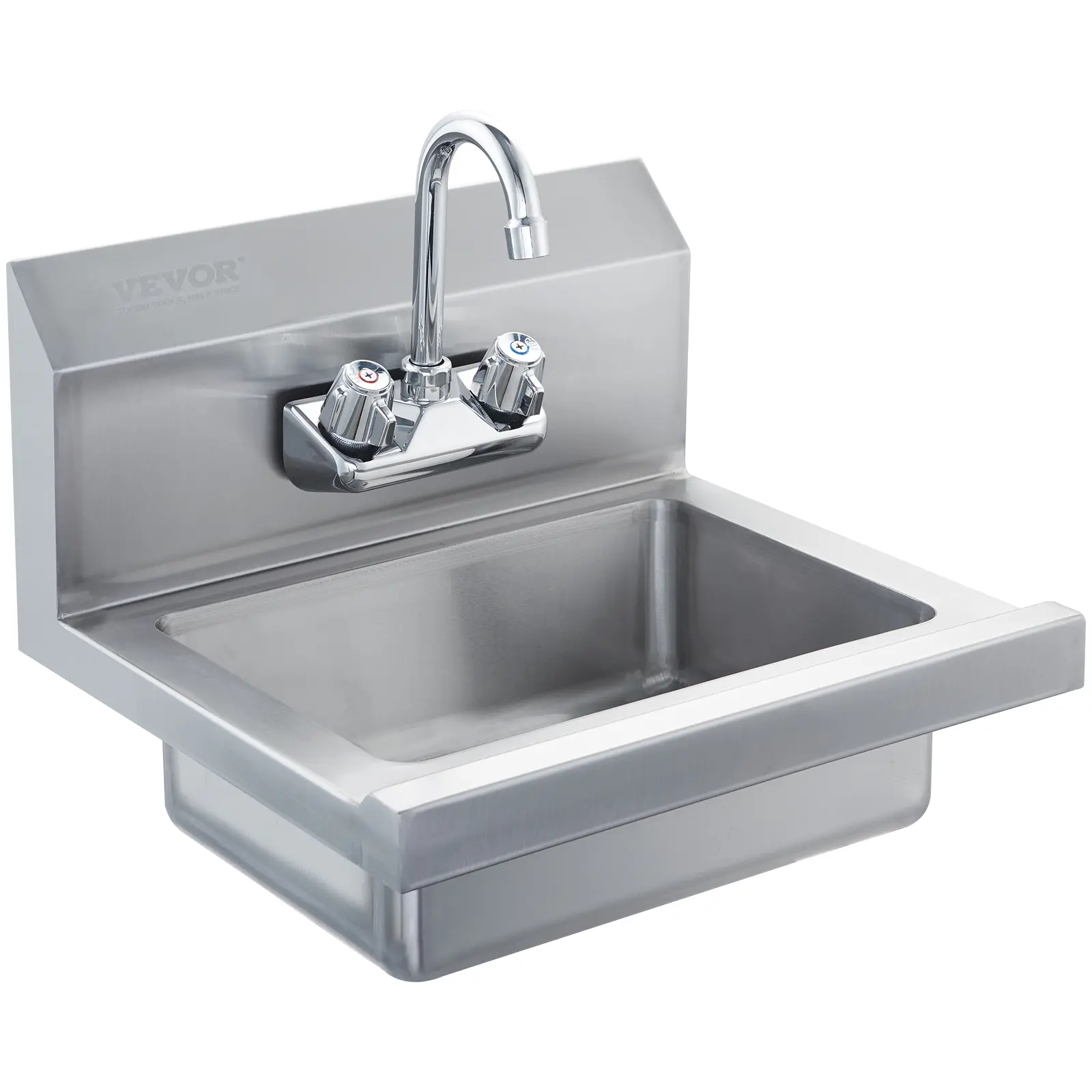 【summerfinds】VEVOR Commercial Hand Sink with Faucet, NSF Stainless Steel Sink for Washing, Small Hand Washing Sink, Wall Mount Hand Basin, Utility Sink for Restaurant, Kitchen, Bar, Garage and Home, 17 x 12.8 inch