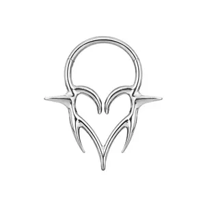 Spiked Heart Hinged Segment Clicker Ring - ASTM F-136 Implant Grade Titanium