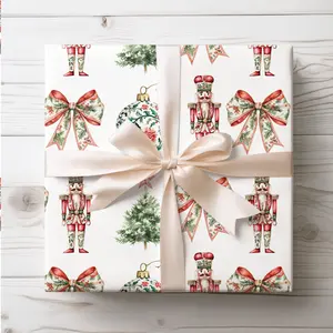 Christmas Vintage Wrapping Paper, Chinoiserie Gift Wrap Roll, Classic Christmas Gift Wrapping Paper, Nutcracker Gift Wrap, Holiday Wrapping