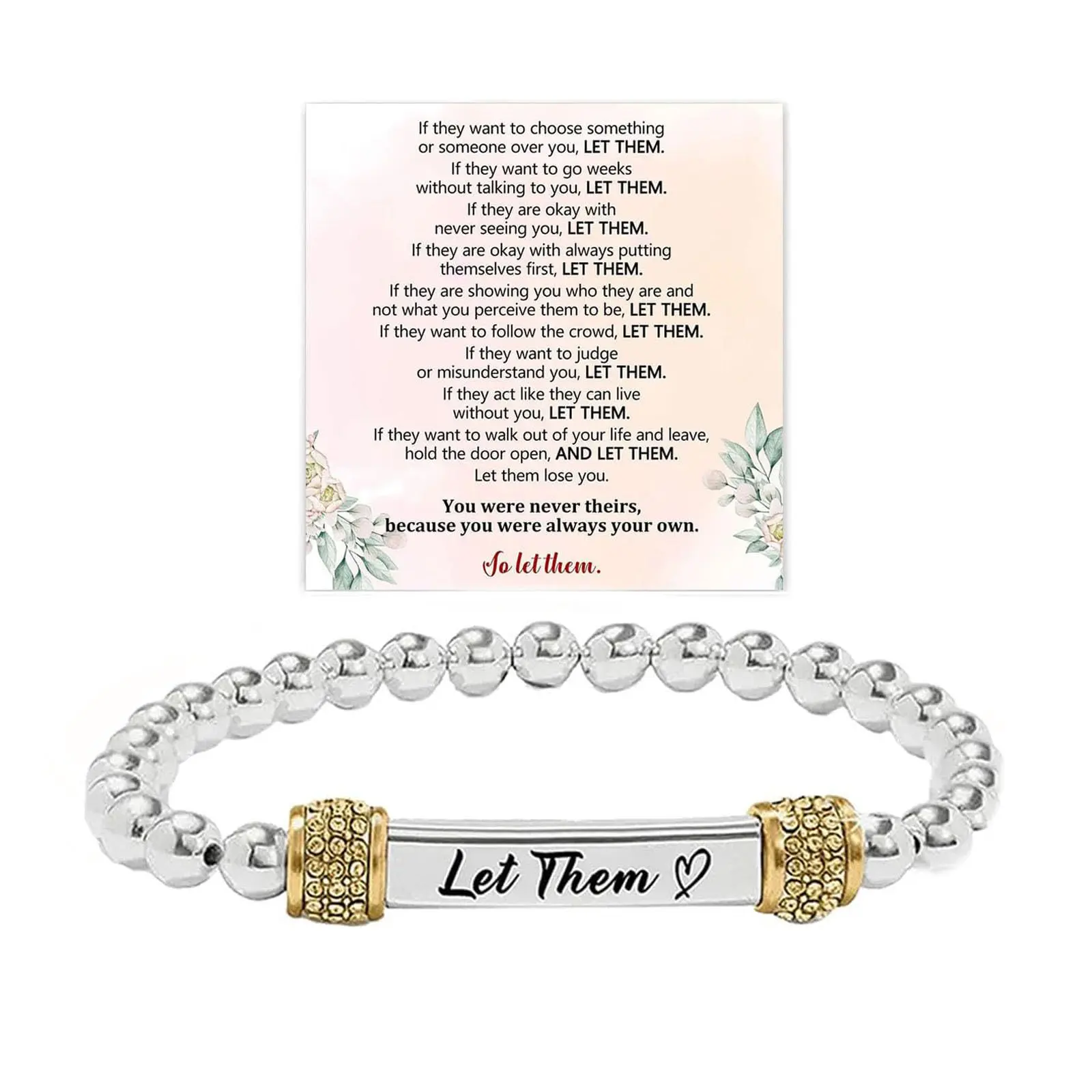 G003 Engraved Beaded Wing Bracelet Women's Personality Stainless Steel Love Lettering Bracelet