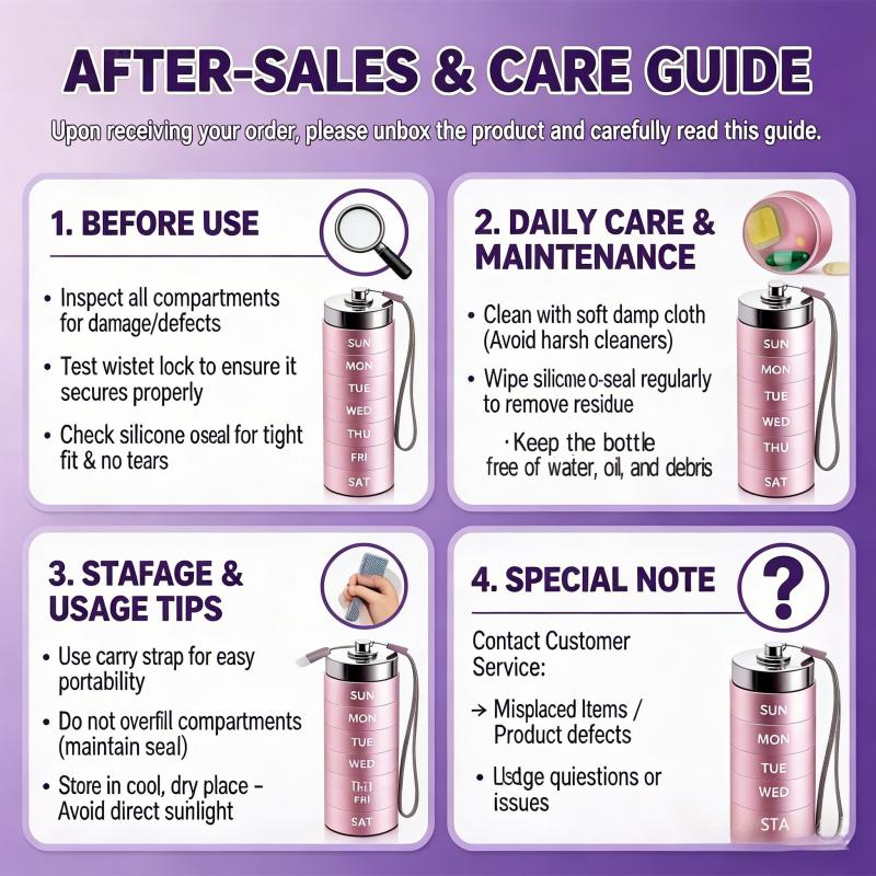 Metal Travel Pill Organizer Portable 7-Day Vitamin Organizer Stackable Waterproof Moisture Proof Large Pill Container, Daily Medicine Organizer for Vitamin, Fish Oil, Supplement Healthcare Aid