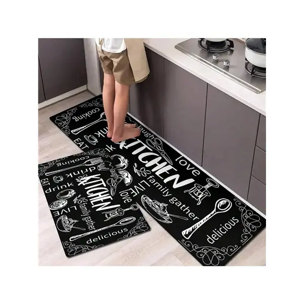 Modern Farmhouse Kitchen Floor Mat Set - Non-Slip Polyester Home Decorative Rug, Hallway Runner Rug for Kitchen, Laundry Room, Household Items Decor, Kitchen Decor