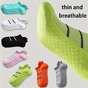 5 Pairs Of Striped Sports Socks, Breathable,Basic Style, Multifunctional And Durable, Made Of Pure Cotton Knit Material
