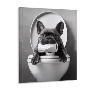 Wooden Framed Funny Bathroom Decor Wall Art, Modern Funky Minimalist Wall Decor Canvas Art Poster, Ready To Hang, Waterproof Canvas Wall Art, Artistic tiktokshopspringglowup