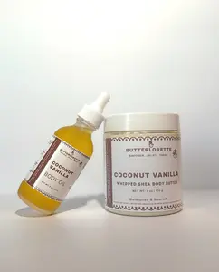 Coconut Vanilla Bundle Set - Body butter, Body Oil. Deep Moisturizing, Hydrating, Nourishing, Natural Body Butter & Body Oil