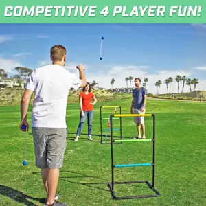 Ladder Toss Game Set, Indoor & Outdoor Sports Training Equipment with 6 Soft Rubber Bolo Balls and Travel Carrying Case