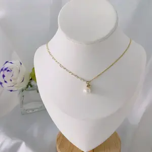 Women's 14K Real Gold With Pearl Necklace