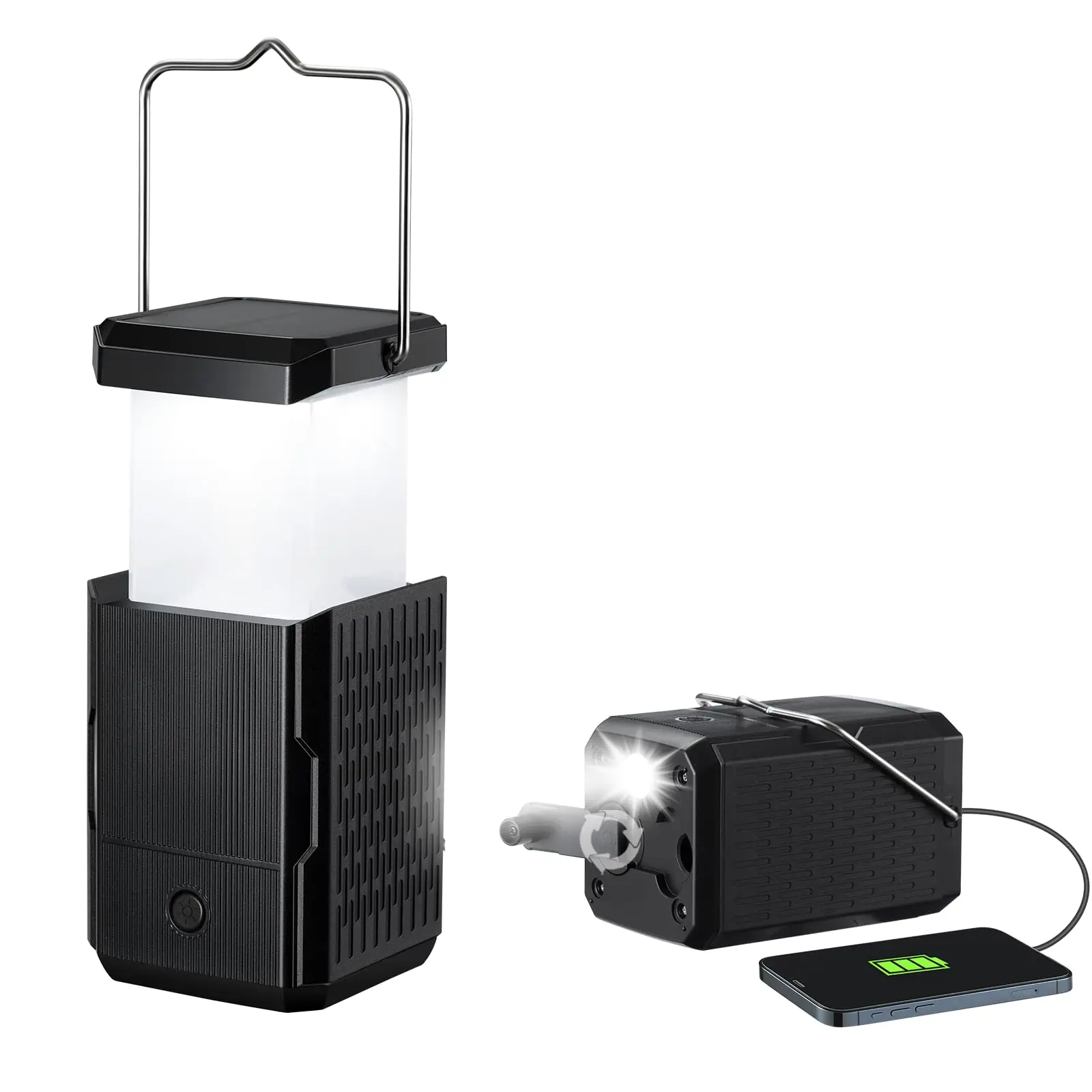 2 Pack Camping Lantern Rechargeable Hand Crank & Solar Camping Lights