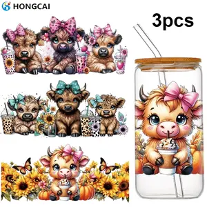 Cute Cow UV DTF Stickers Set, Decal Sticker, Colorful Soft Adorable Patterns, Long-Lasting, Suitable for Glass Cups Mugs Furniture DIY Waterproof Scratch-Resistant