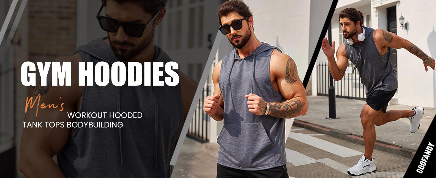 COOFANDY Men's Vests Workout Hooded Tank Tops Bodybuilding Muscle Cut Off T Shirt Sleeveless Gym Hoodies