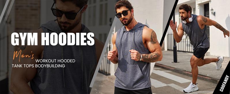 COOFANDY Men's Vests Workout Hooded Tank Tops Bodybuilding Muscle Cut Off T Shirt Sleeveless Gym Hoodies