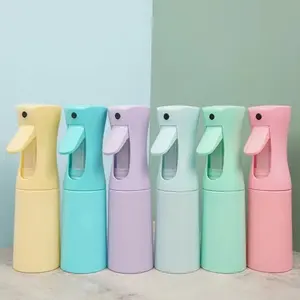 Stock plastic sprayer 200ml 300ml high pressure trigger custom empty continuous mist spray bottle for hair Colorful