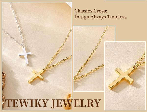 Tewiky Easter Gifts Upgraded Crown Cross Necklace for Women, Crown Cross Pendant Necklace, Non-Tarnish Faith Jewelry for Women, Christian Religious Gifts for Her summerwins