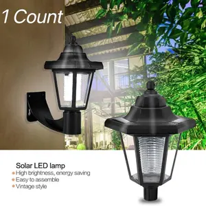 Wild Bright 1-piece vintage lantern decorative lamp, solar-powered energy-saving wall lamp, 150° rotatable waterproof sensor wall lamp, easy to install, suitable for garden and courtyard decoration, corridors, driveways, backyards, Solar Outdoor Light