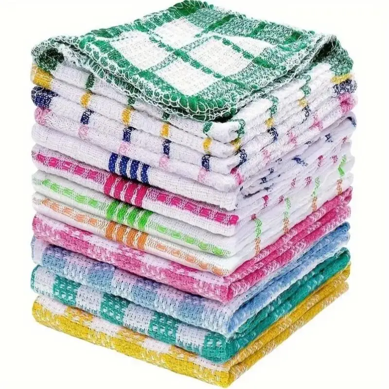 Random Color Waffle Weave Dishcloth Set, 5/10pcs Dish Towels, Cleaning Tool for Washing Dishes, Quick Drying Absorbent Towel for Kitchen and Bathroom