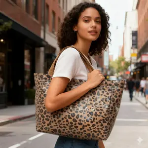 【USA LOCAL DELIVERY】Tote Bag for Women Clear Plastic PVC Letter Printed Kraft Paper Hobo Bag with Handle for Work, Office, Casual. Tote Purses for Women, Christmas Gift Ideas