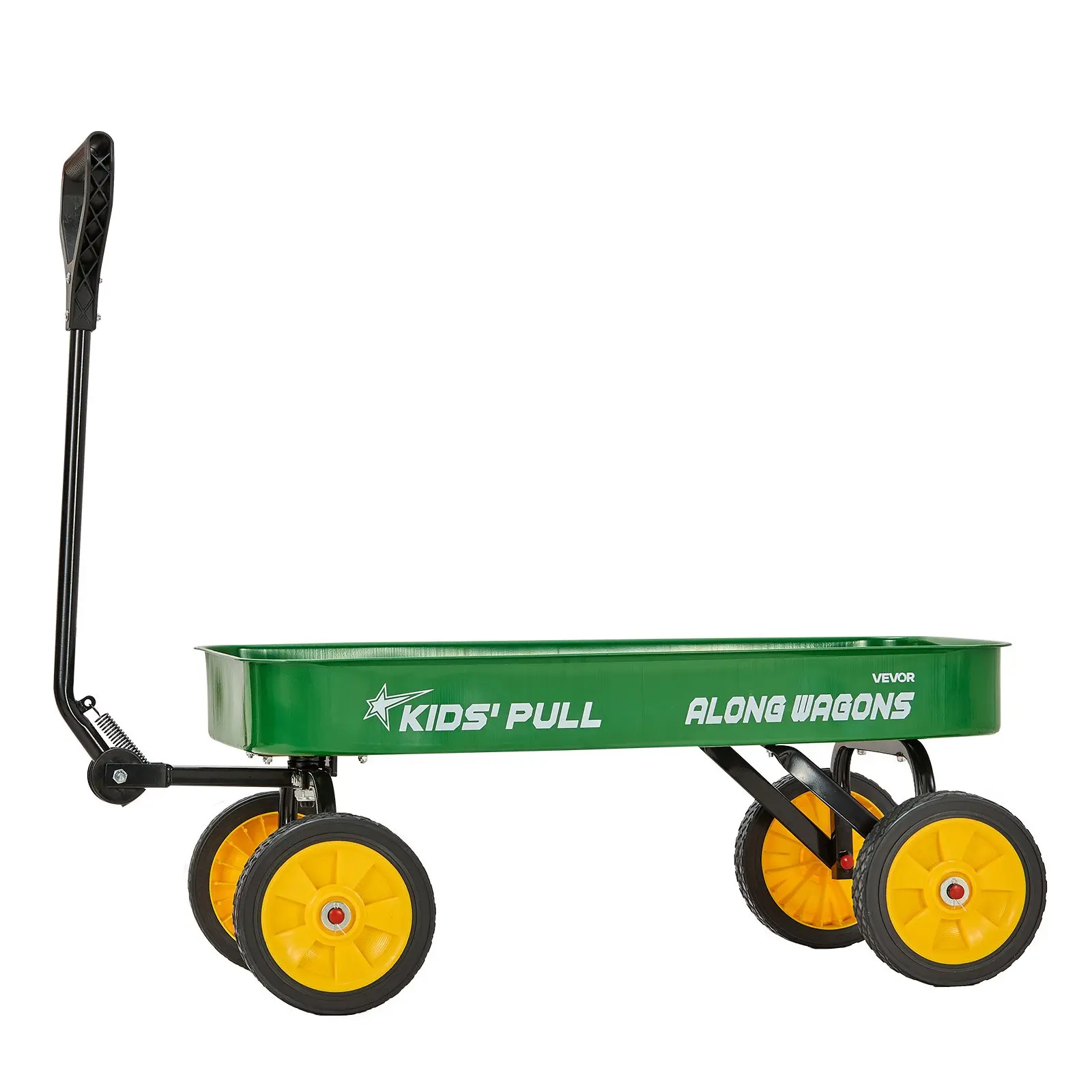 VEVOR Pull-Along Wagon for Kids, 39 in Toddler Wagons, Supports up to 176 lbs, All-Terrain Wagons with Handle, Carbon Steel, Green, Weatherproof
