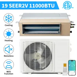 11000/17000 BTU Smart WIFI Ducted Mini Split AC/Heating System with Inverter, 23 SEER2 Concealed Duct Air Conditioner with Wired Controller, Pre-Charged Condenser, Heat Pump & Installation Kit, 230V