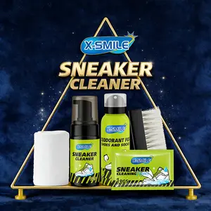 White Shoe Cleaning & Deodorizing Spray Set - 5-Piece White Shoe Care Kit with Foam Cleaner for Fresh & Odor-Free Sneakers