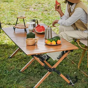 [Portable Table] Lightweight Portable Folding Wooden Table |   Portable Folding Picnic Table, Roll Up Table - Comes with A Convenient Carrying Bag, Suitable for Camping, Beach, Picnic, Party And Outdoor Adventure, Garden Houses