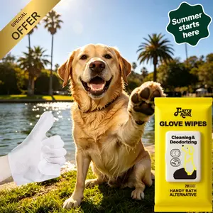 No-Rinse Grooming - PRO Pet Glove Wipes (20pcs) Hypoallergenic Bathing Deodorizing for Dogs & Cats Extra Thick & Natural Ingredients for Daily Care Travel Glove-Fit Design Flexible Controlled Clean Eco-Friendly Value Pack Kittens