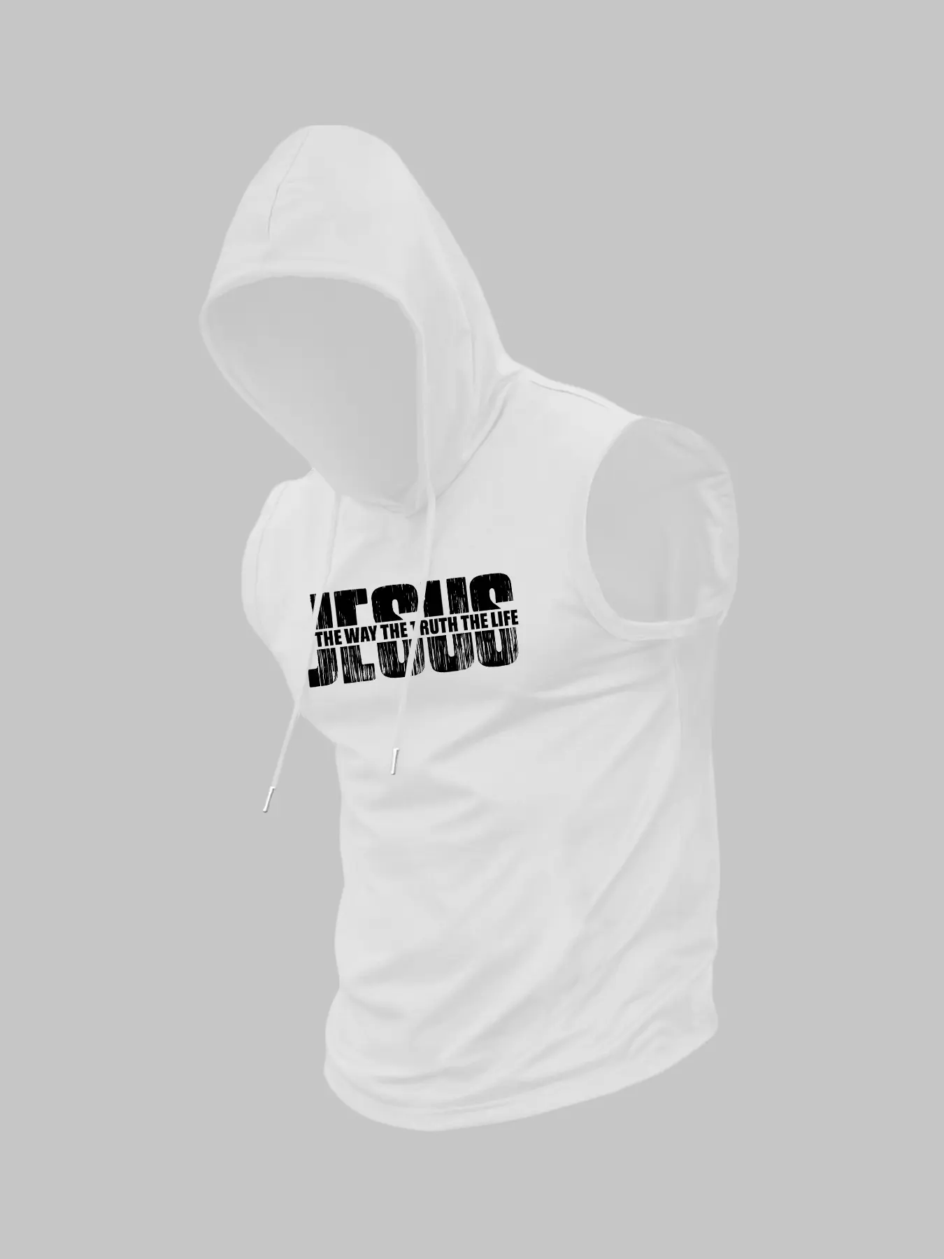 Men's Jesus Print Knit Hooded Tank Top, Regular Fit Casual Athletic Sleeveless Hoodie Vest for Summer, Men's Top for Daily Wear, Workout Tanktop, Streetwear Tank Vest