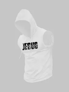 Men's Jesus Print Knit Hooded Tank Top, Regular Fit Casual Sleeveless Hoodie Vest for Summer, Men's Top for Daily Wear, Workout Tanktop