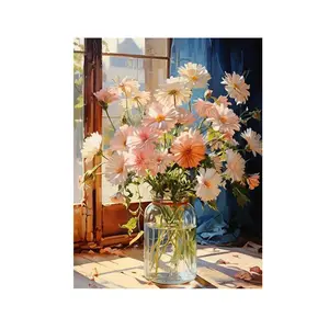 Daisy Flower 16x20 Inch Framed Art Print, DIY Paint by Numbers Kit for Beginners, Home Wall Decor and Gift Idea