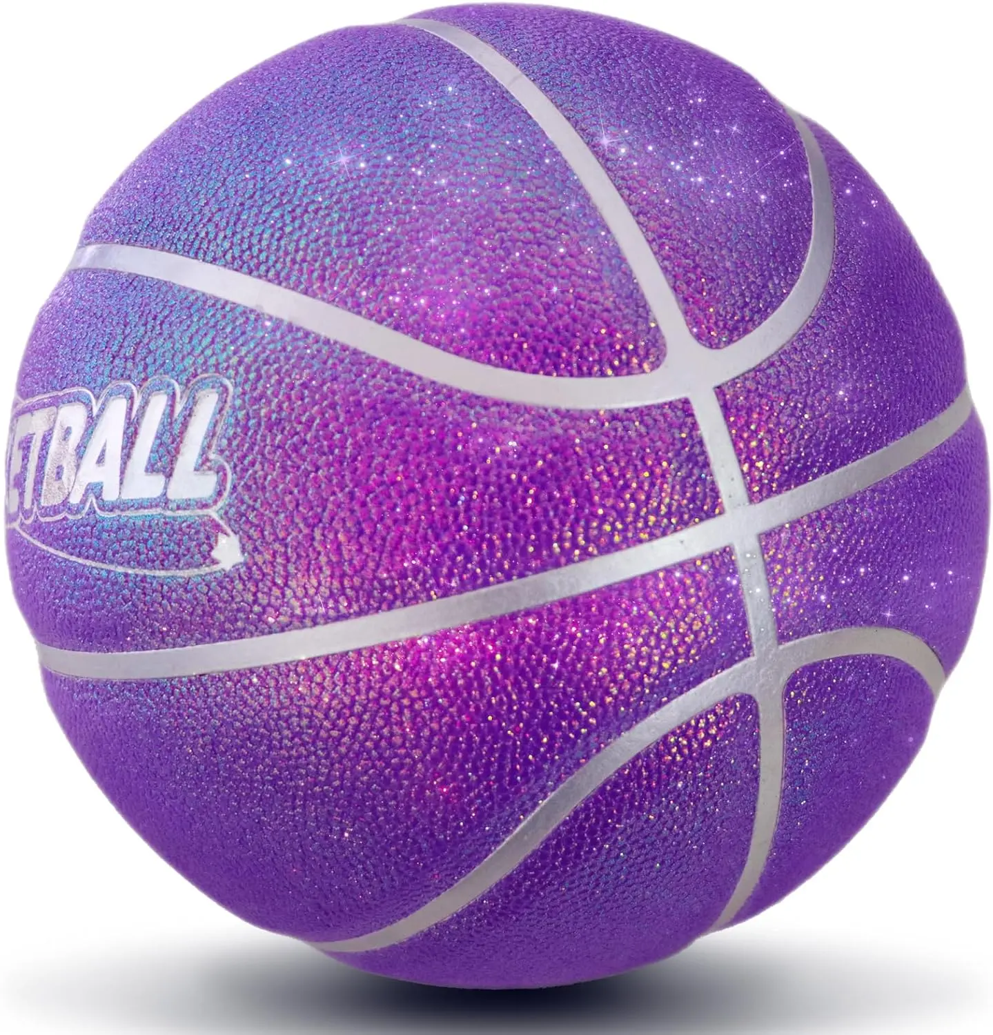 Basketballs Size 5 for Girls Youth Kids Aged 7-12 Skill Practice with Pump | Official 27.5 inches Size, Weighted 17oz, Soft Touch PU Composite Leather, Sparkle iridescent Design, with A Storage Bag outdoor