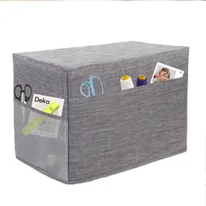（Grey）Sewing machine dust cover, stylish gray, multi-pocket design, convenient for home and outing Black