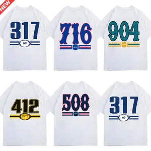 Retro Area Code Football All Team ASH GREY Crewneck T-shirt, Vintage 90s Graphic Style All Teams Football Tee, Gift Fan Sport Menswear, Custom Team  LS