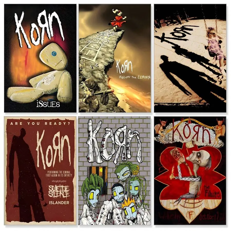 1pc Wall Art Poster,  Wall Decor, Room Decor, Korn Vintage Metal Poster - 1 Set, Classic Music Wall Art, Suitable For Bedroom, Man Cave, Bar Decor, Ink Printed On Paper, Portrait Orientation Living Room Decoration