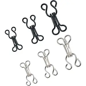 90 Pairs Sewing Hooks and Eyes Closure for Bra Clothing Trousers Skirt Jackets Fasteners Sewing DIY Craft,3 Sizes (Black and )