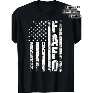 100% Cotton FAFO American Flag Graphic T-Shirt Hoodie - Patriotic Distressed Design, Black Casual Pullover with Bold White Lettering, Regular Fit Round Neck for Men & Women, All-Season Comfort, American Flag Clothes, Comfortable Clothing, Durable Fabric