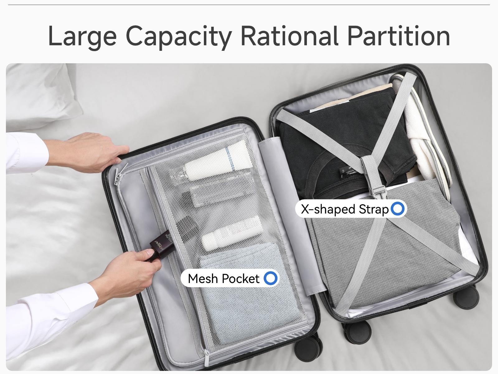 LUGGEX 20 Inch Carry On Luggage, Airline Approved, 100% PC Hard Shell Travel Suitcase with Smooth Spinner Wheels, TSA Lock, Blue