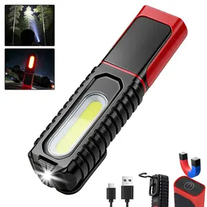 1PC COB Work Light,Rechargeable LED Work Light ,Magnetic Rechargeable Working Light, Portable Light,  5 Lighting Modes ＆ Dual Light Cores，Work Lamp with 360° Suspension Hook, Lightweight Pocket Torch Ideal for Outages, Vehicle Maintenance, Camping, Grill