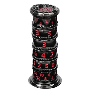 Eclipsed Spire Dice Tower 7-in-1 Rotating Metal Masterpiece for RPG Games DND COC Pathfinder 85mm High Zinc Alloy Silver Luster Multi-layer Dice Tower with D4 D6 D8 D10 D12 D20