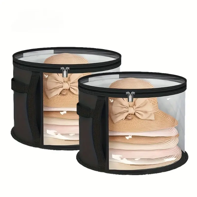 Transparent Foldable Hat Storage Box, Foldable Storage Bins, Foldable Storage Organizer, with Side Handles, Large Capacity & Lightweight for Travel, Stores Hats, Clothes, Blankets, Ideal for Bedroom, Travel & Party Organization Storage Supplies