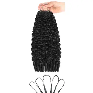Burmese Curly Feather-Line Crochet Human Hair Extensions  Micro Pre Looped Invisible Knotless Pre Separated for Twist & Braiding