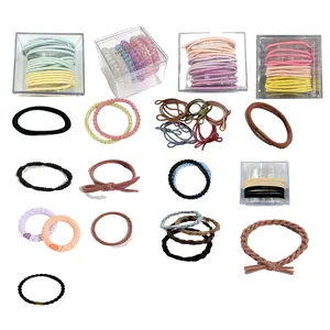 100pcs Multi-style Hair Ties High Elasticity Rubber Band Hair Rope Colored Hair Accessories Girls Ponytail hairband gift