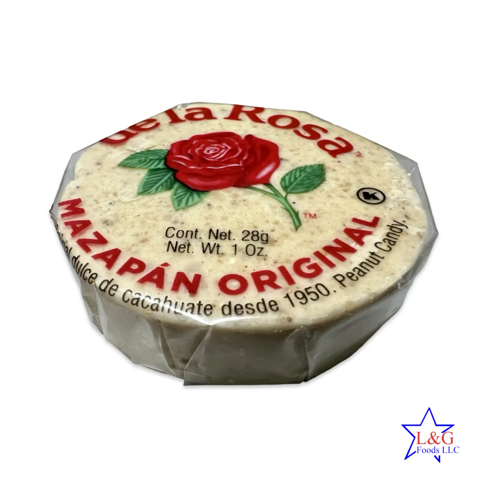 De La Rosa - Mazapan (Sweet Peanut Confection / Candy) No Artificial Colors or Preservatives, 30ct / 1oz package