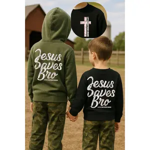 Jesus Saves Bro Youth 2 Sided T-Shirt, Christian Graphic Tee for Youth, Country Faith Shirt, Western Baby Clothes, Toddler Clothing, Youth Sweatshirt, Christian Hoodie