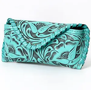 American Darling Hand Tooled Genuine Leather Western Sunglass Case