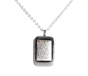 Dichroic Silver and Gray Fused Glass Necklace