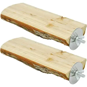 Natural Wood Flat Bird Perch 🐦🌿 Platform Resting Stand for Budgies & Cockatiels