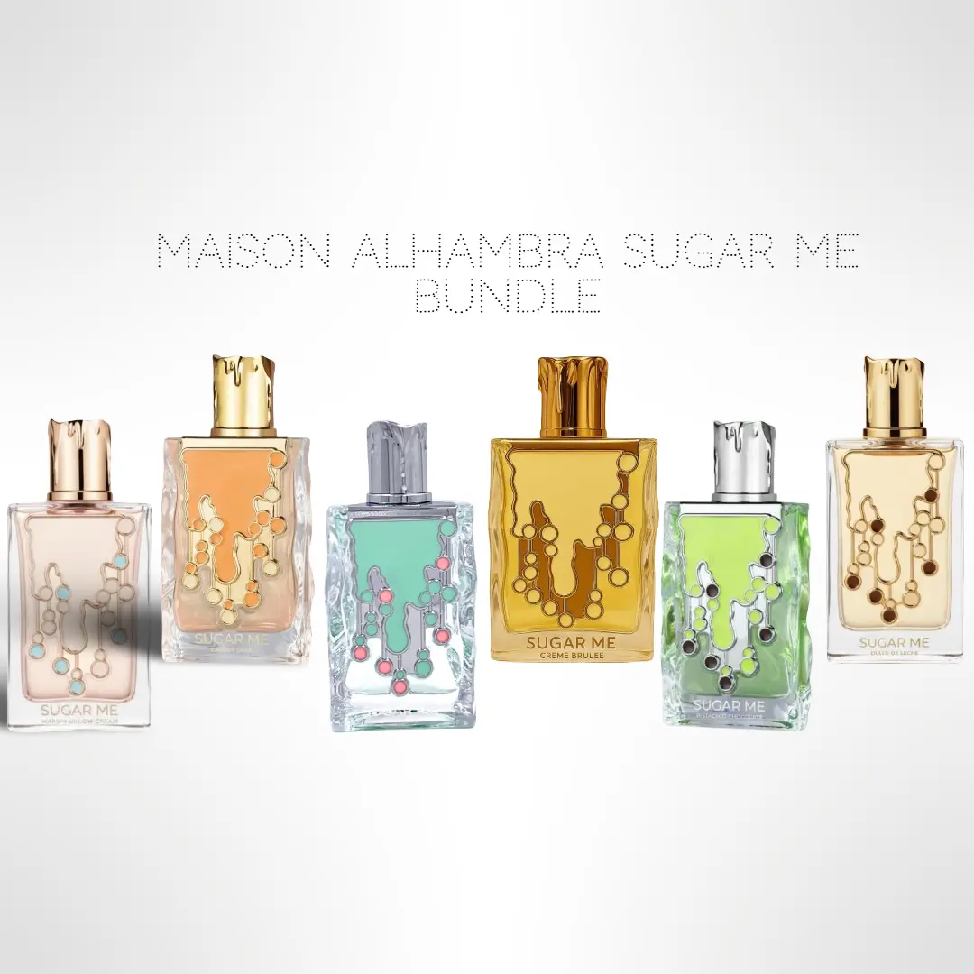 Maison Alhambra Sugar Me Bundle Marshmallow Dream +Carrot Cake + Candy Floss + Creme Brulee + Pistachio Chocolate + Dulce de Leche – Unisex Eau De Parfum Set (100ml / 3.4 fl oz Each), Floral