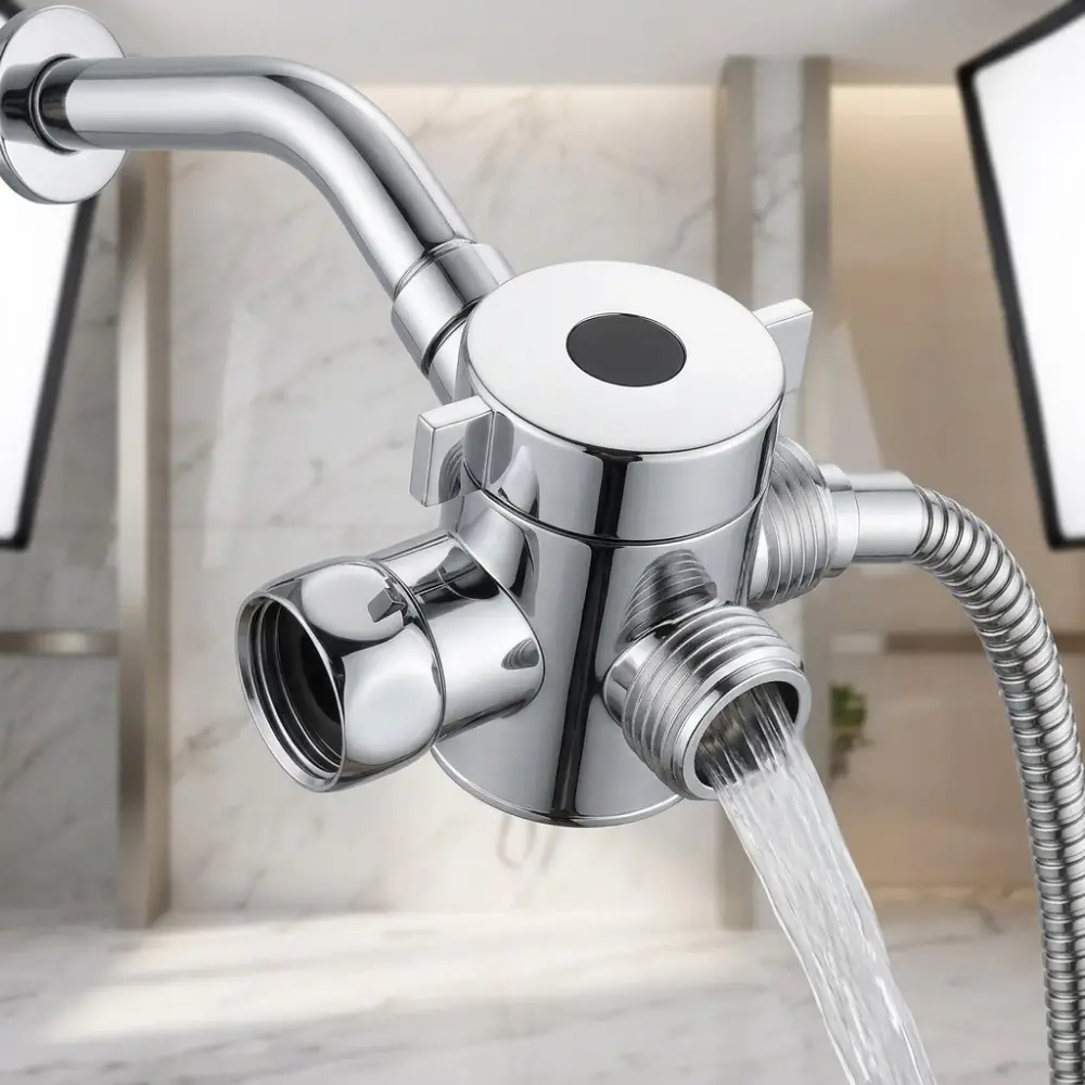 3-in-1 Shower Valve Adapter G1/2, Bidet Sprayer & Handheld Shower Head Connector, Tool-Free Quick Switch, Brass Core Rustproof Design, Water Saving Bathroom Upgrade